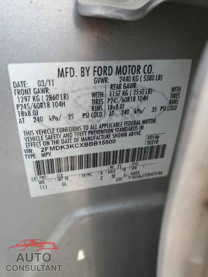 FORD EDGE 2011 - 2FMDK3KCXBBB15500