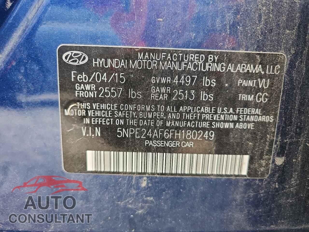 HYUNDAI SONATA 2015 - 5NPE24AF6FH180249