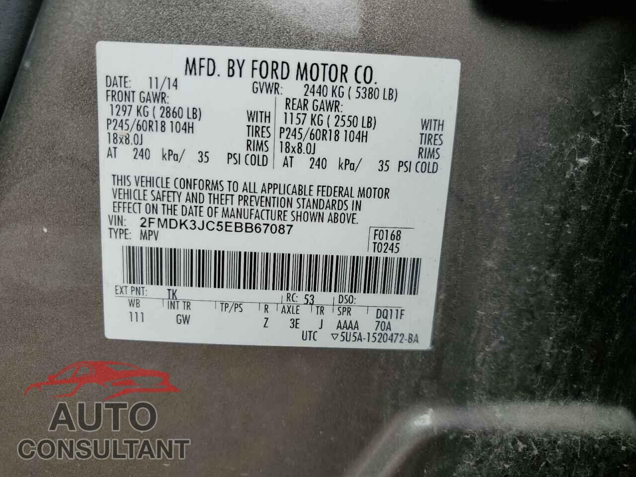 FORD EDGE 2014 - 2FMDK3JC5EBB67087