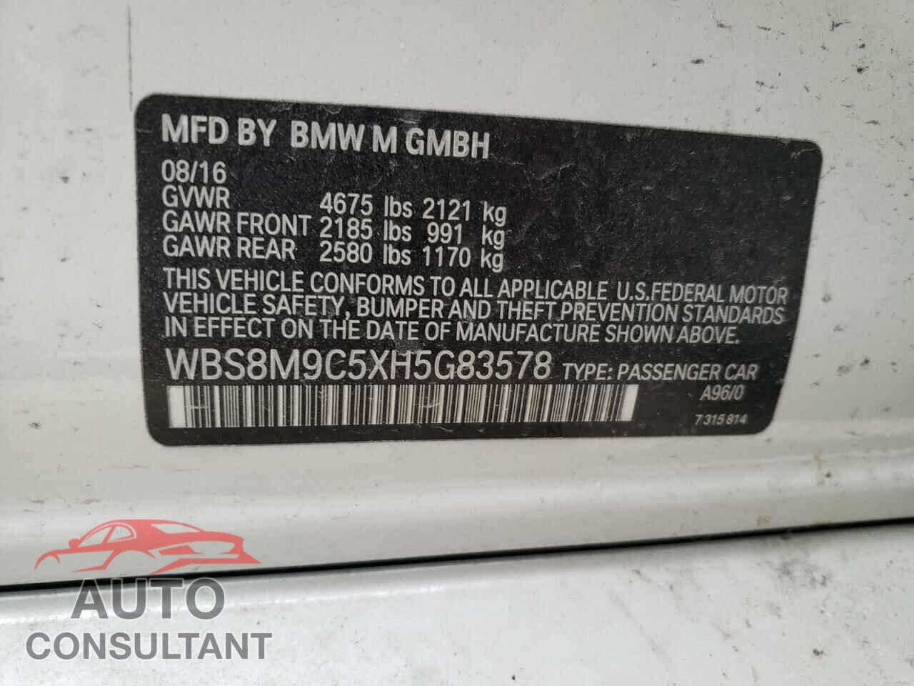 BMW M3 2017 - WBS8M9C5XH5G83578