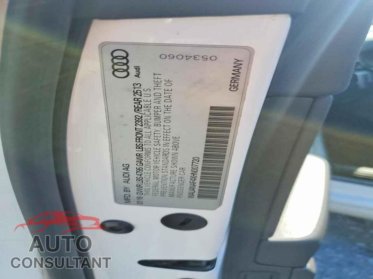 AUDI A4 2017 - WAUANAF4XHN007720