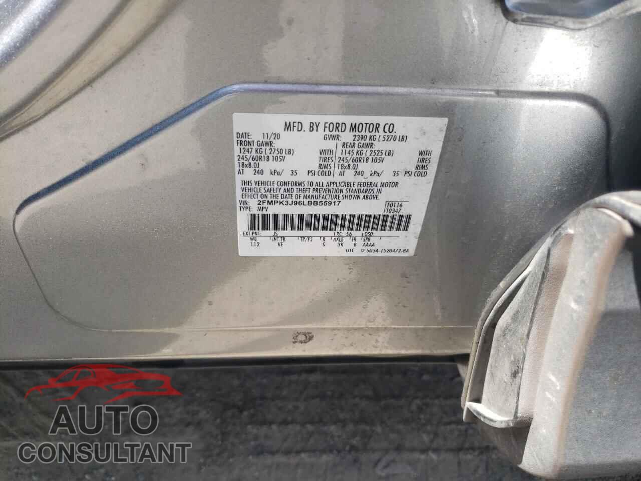 FORD EDGE 2020 - 2FMPK3J96LBB55917