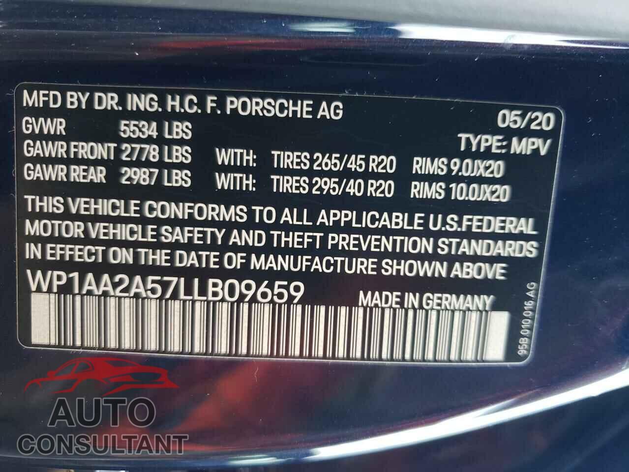 PORSCHE MACAN 2020 - WP1AA2A57LLB09659