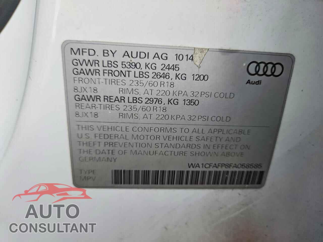 AUDI Q5 2015 - WA1CFAFP8FA058585