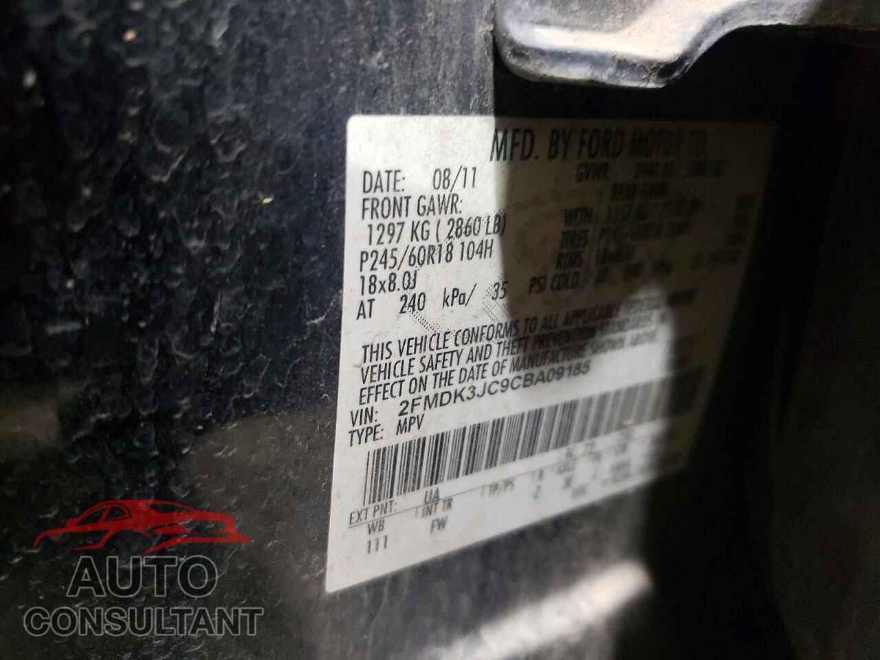 FORD EDGE 2012 - 2FMDK3JC9CBA09185