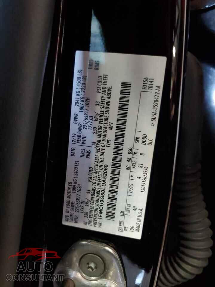 FORD ESCAPE 2020 - 1FMCU9G60LUA52060