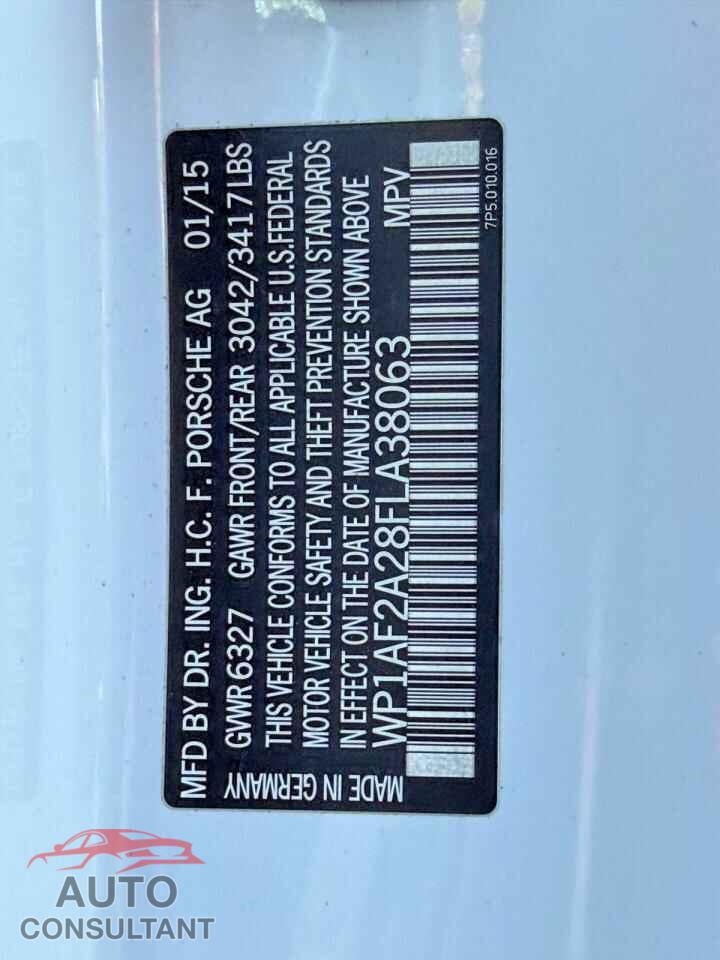 PORSCHE CAYENNE 2015 - WP1AF2A28FLA38063