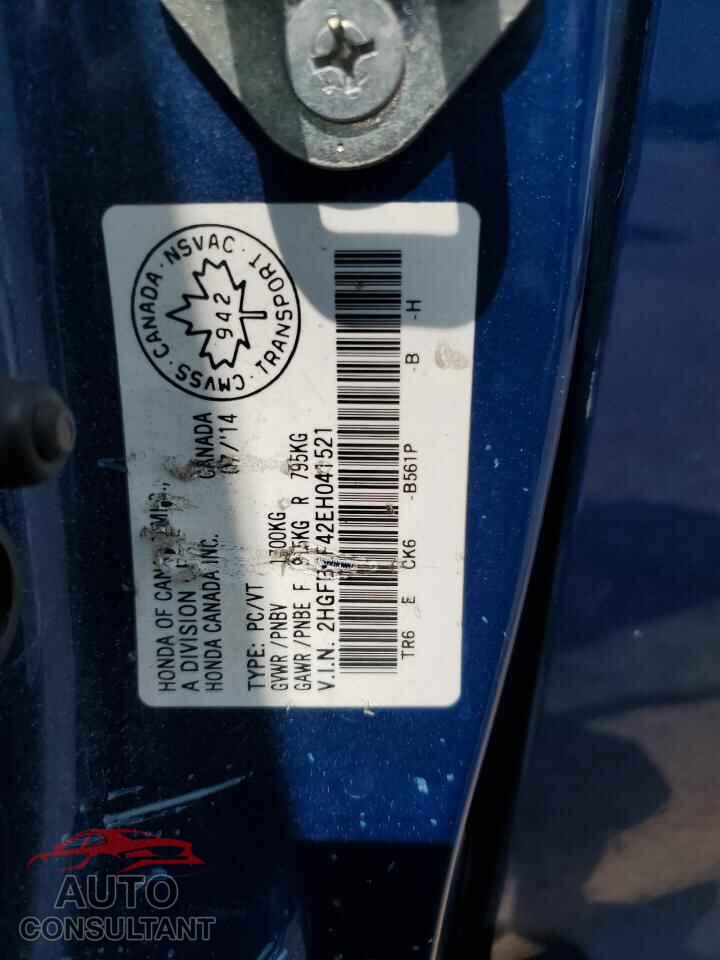 HONDA CIVIC 2014 - 2HGFB2F42EH041521