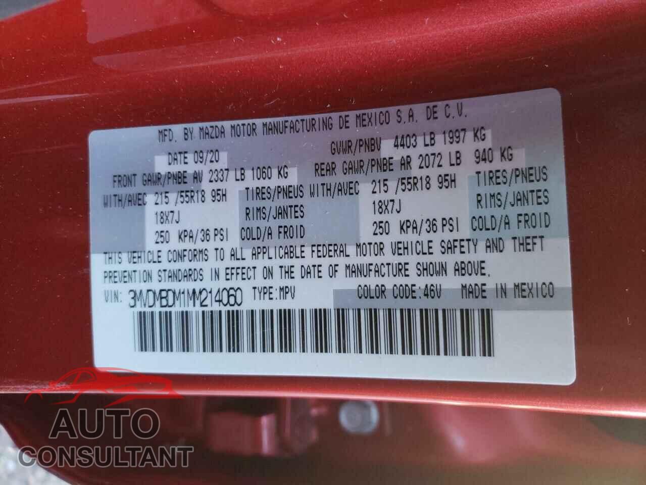 MAZDA CX30 2021 - 3MVDMBDM1MM214060