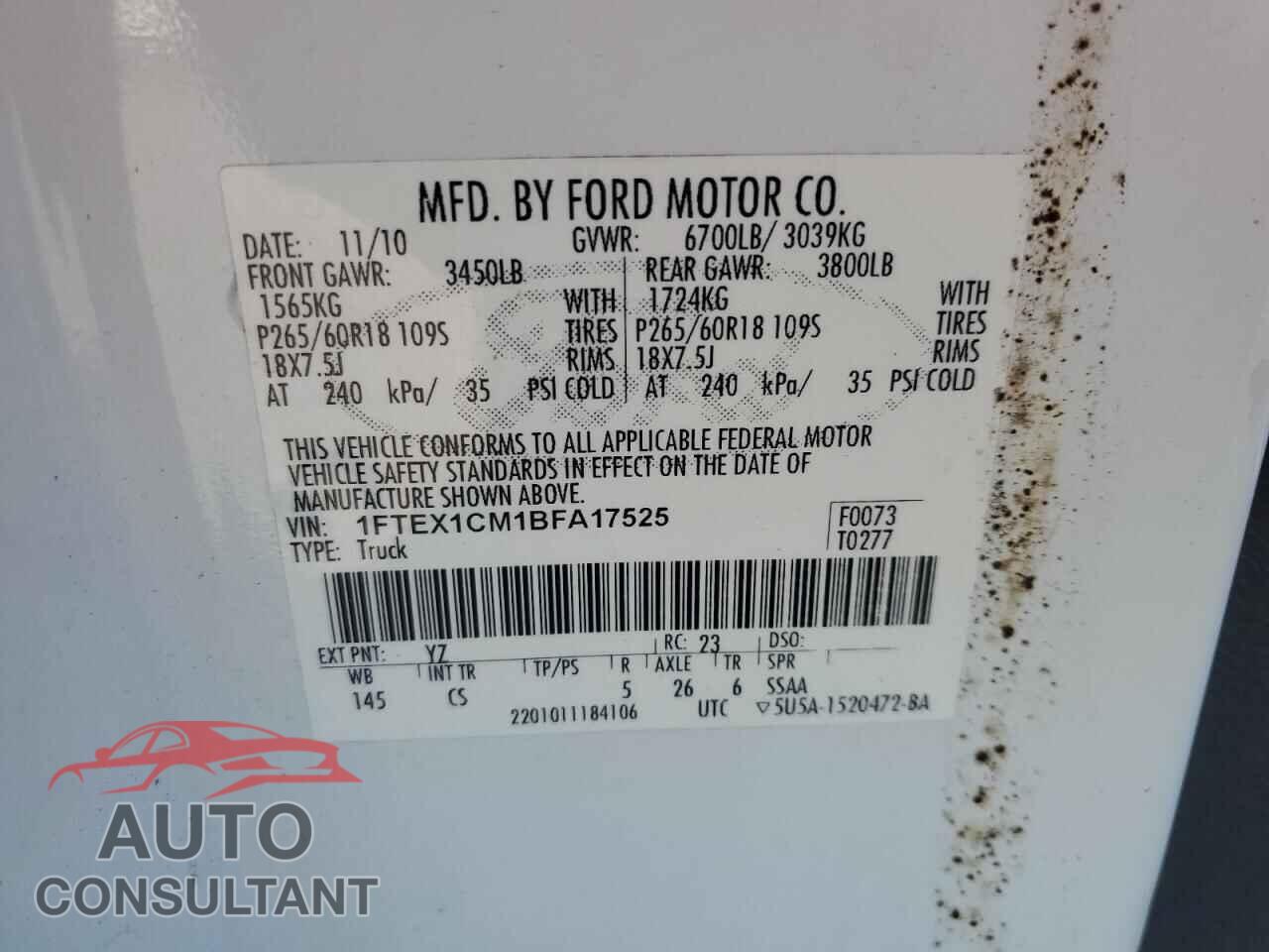 FORD F-150 2011 - 1FTEX1CM1BFA17525
