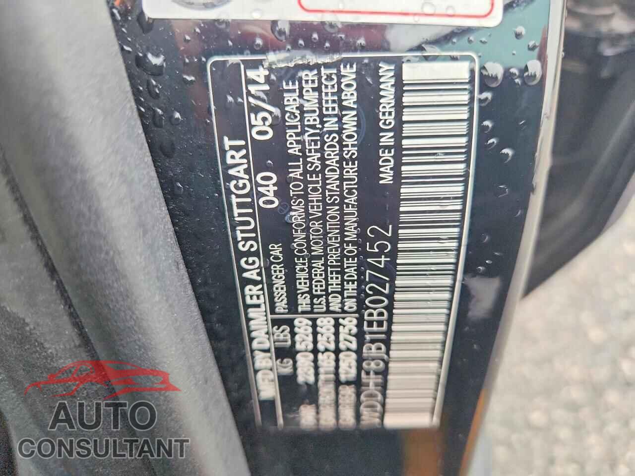 MERCEDES-BENZ E-CLASS 2014 - WDDHF8JB1EB027452