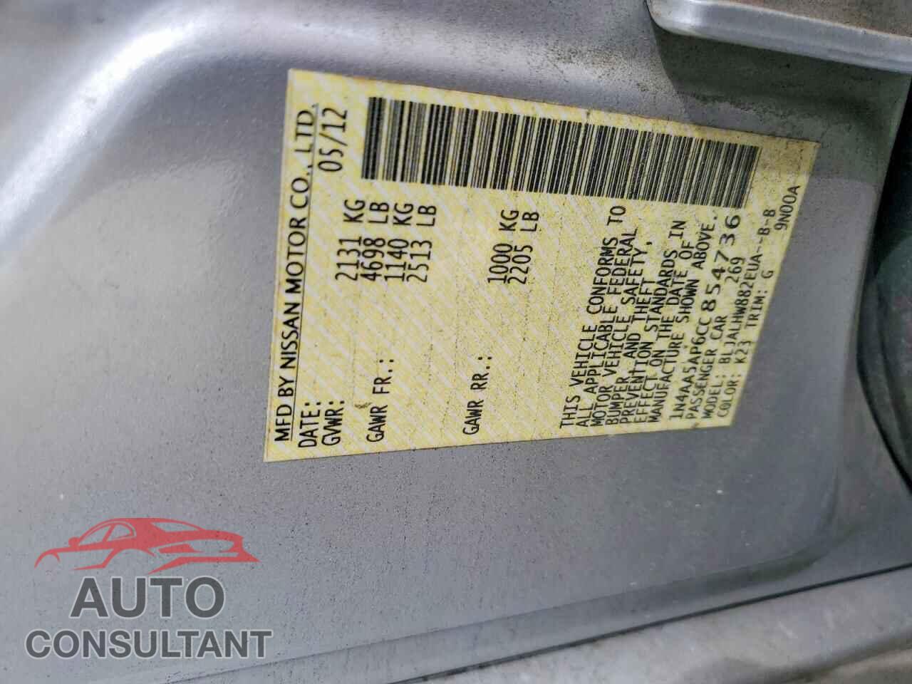 NISSAN MAXIMA 2012 - 1N4AA5AP6CC854736