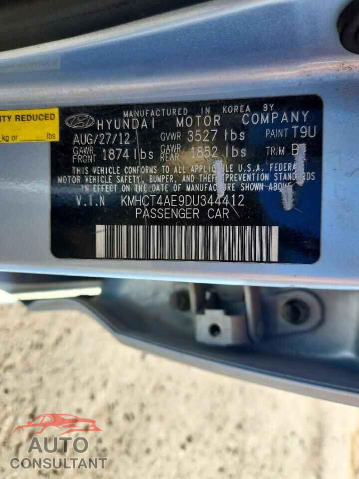 HYUNDAI ACCENT 2013 - KMHCT4AE9DU344412