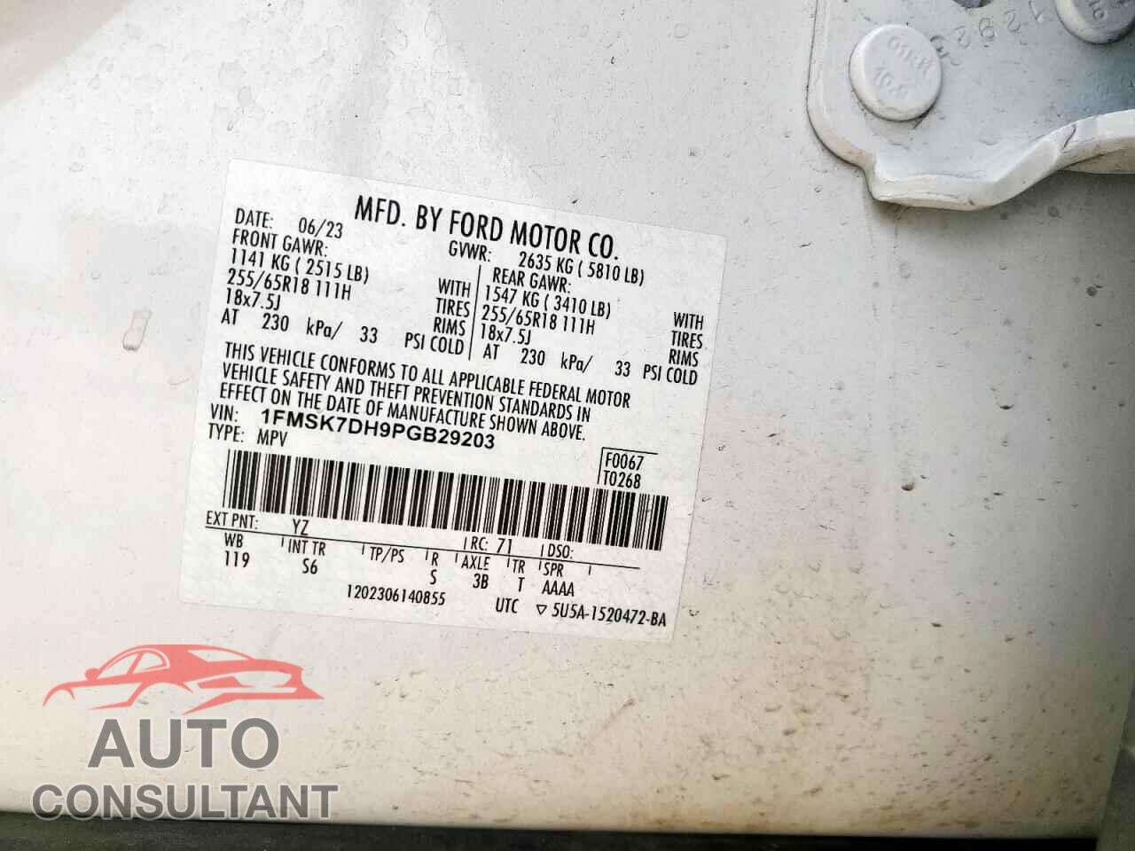 FORD EXPLORER 2023 - 1FMSK7DH9PGB29203