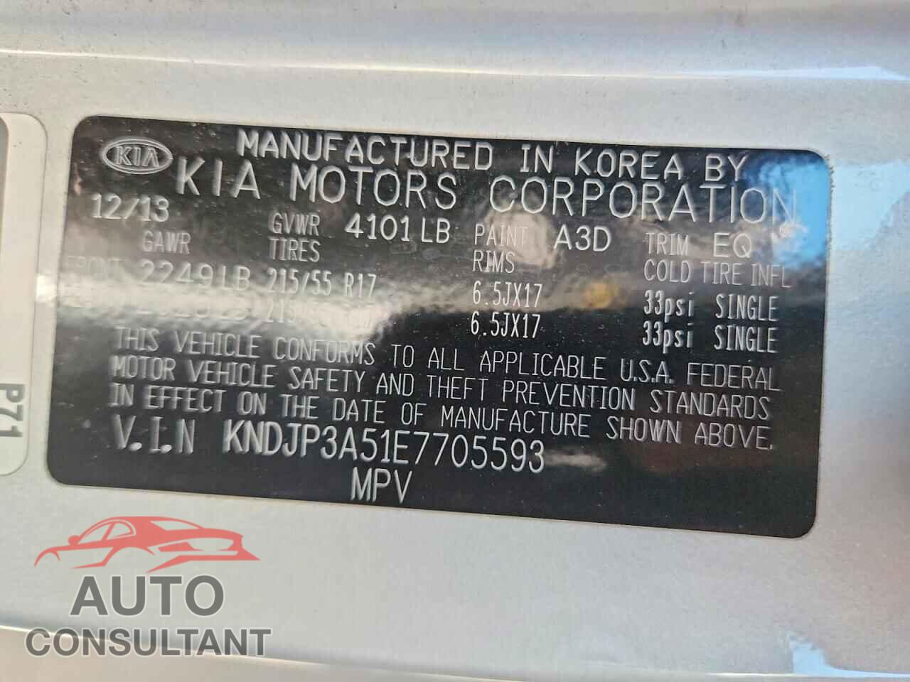 KIA SOUL 2014 - KNDJP3A51E7705593