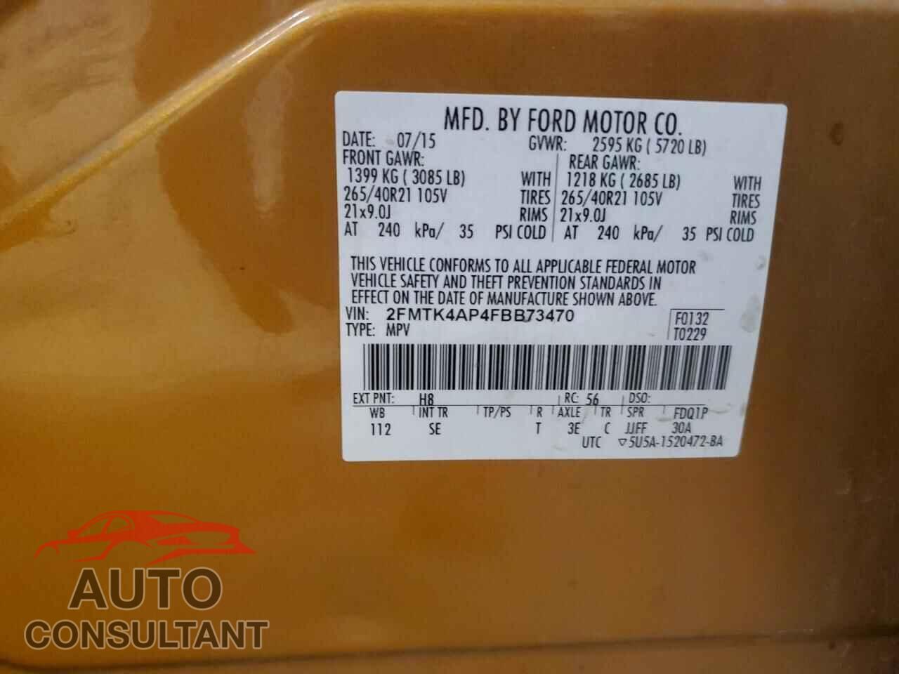 FORD EDGE 2015 - 2FMTK4AP4FBB73470