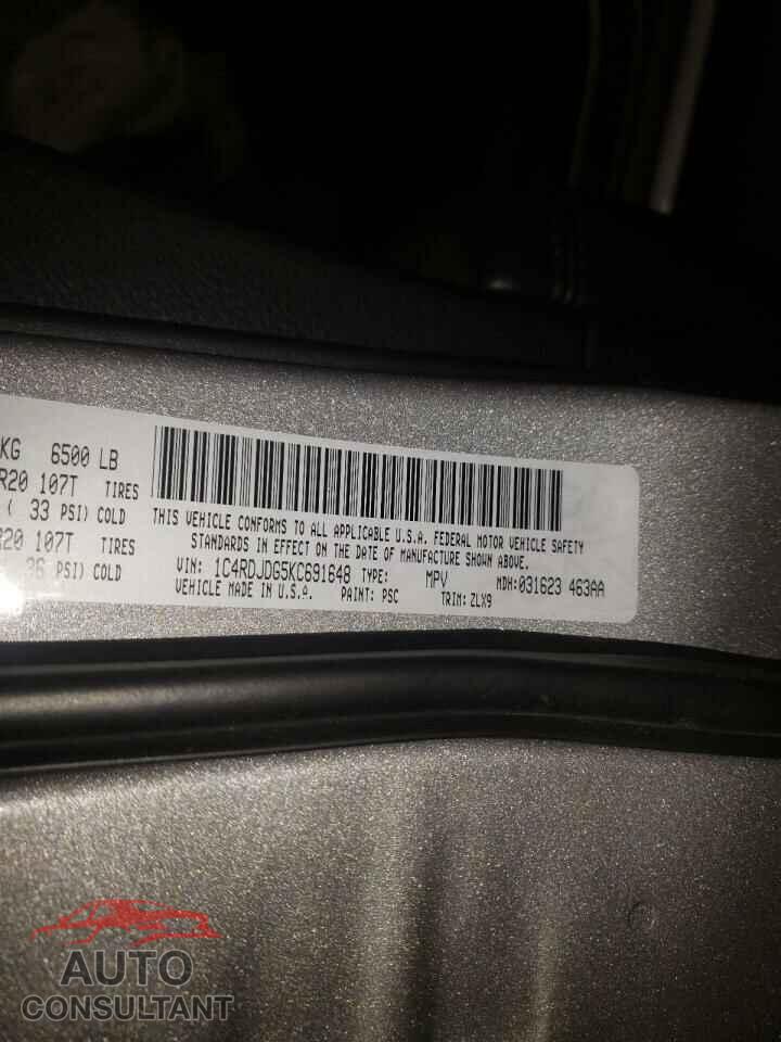 DODGE DURANGO 2019 - 1C4RDJDG5KC691648
