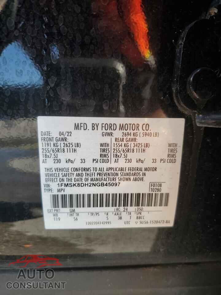 FORD EXPLORER 2022 - 1FMSK8DH2NGB45097