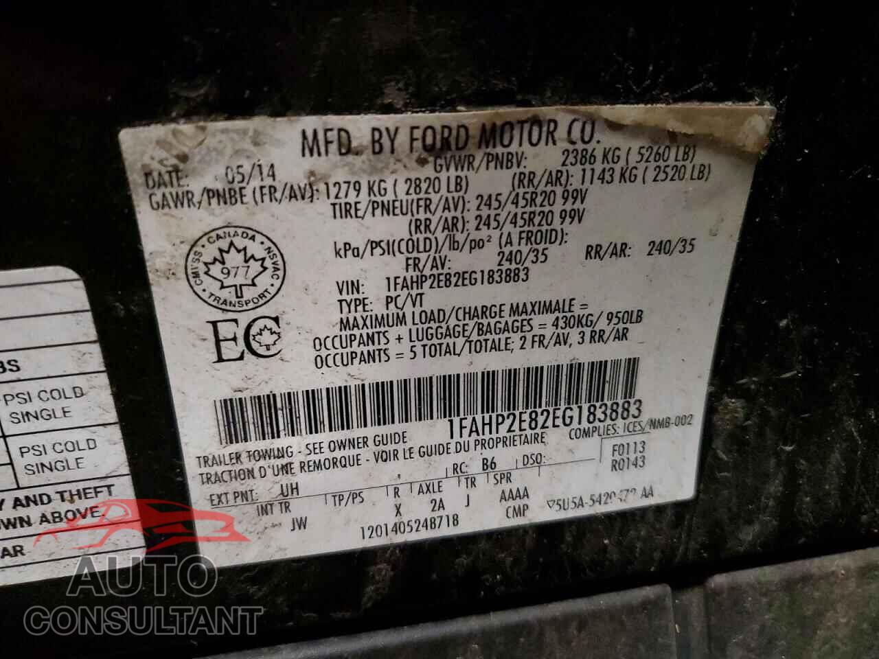FORD TAURUS 2014 - 1FAHP2E82EG183883