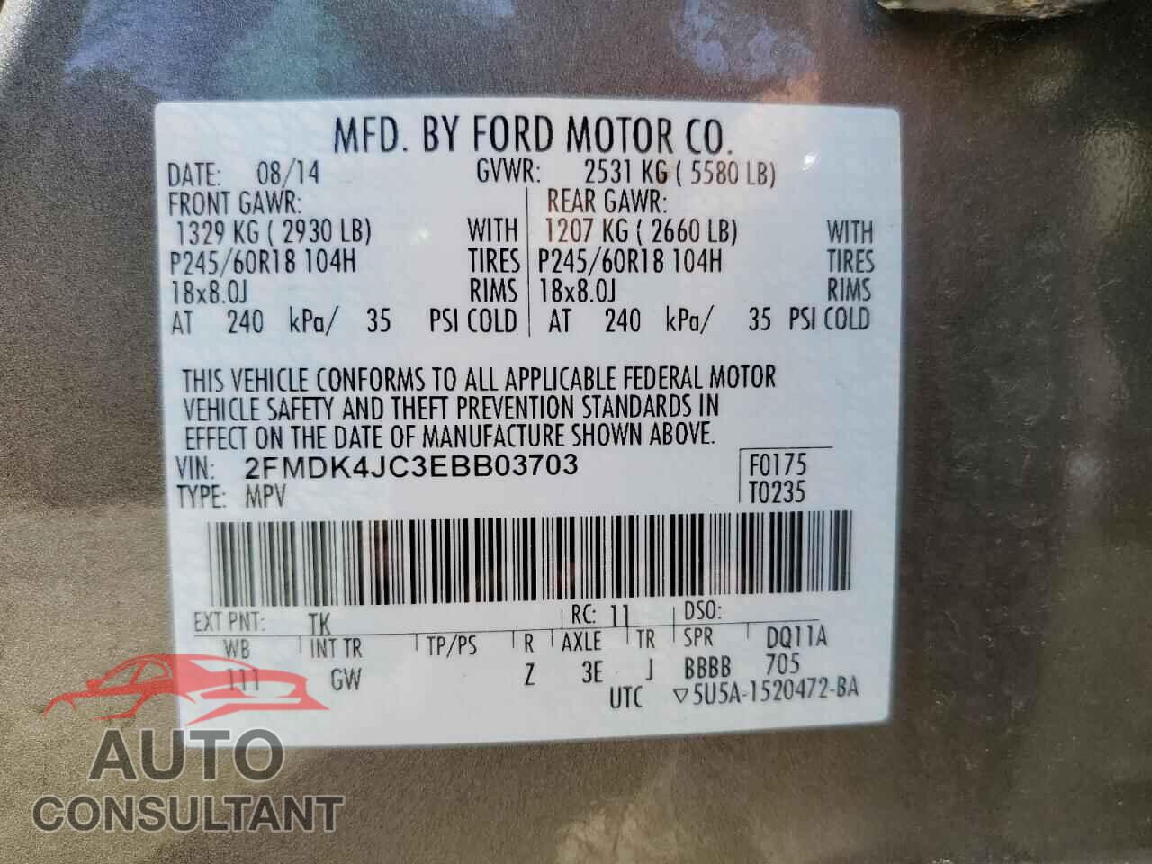 FORD EDGE 2014 - 2FMDK4JC3EBB03703