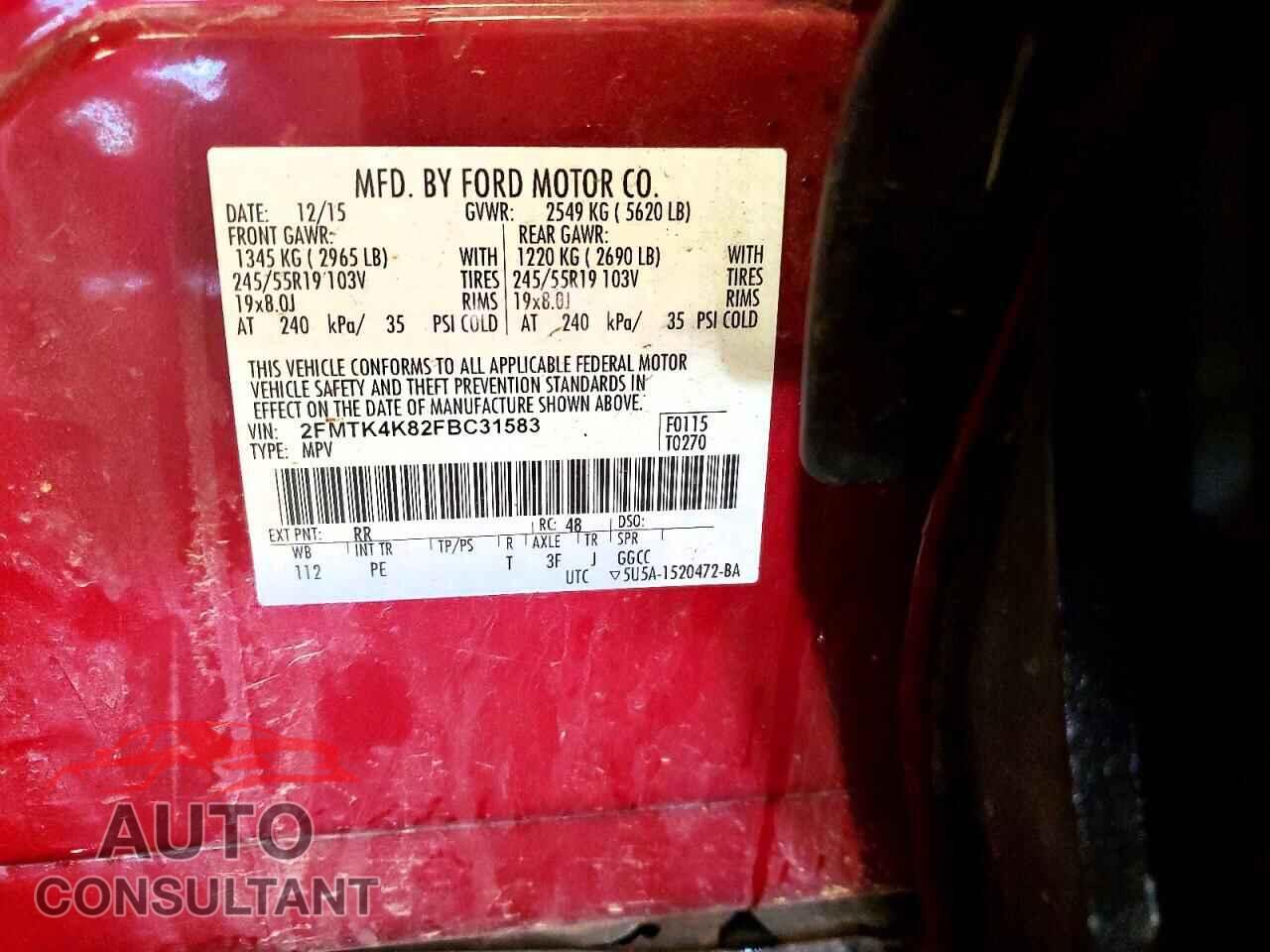 FORD EDGE 2015 - 2FMTK4K82FBC31583