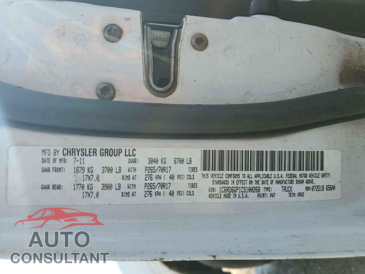 DODGE RAM 1500 2012 - 1C6RD6GP1CS100268