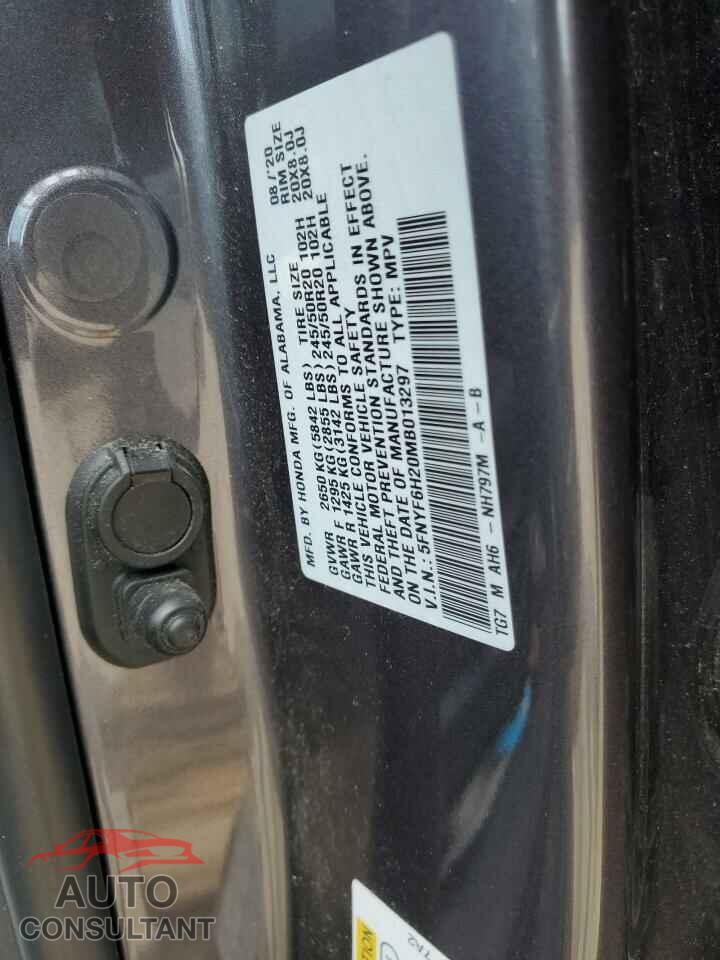 HONDA PILOT 2021 - 5FNYF6H20MB013297
