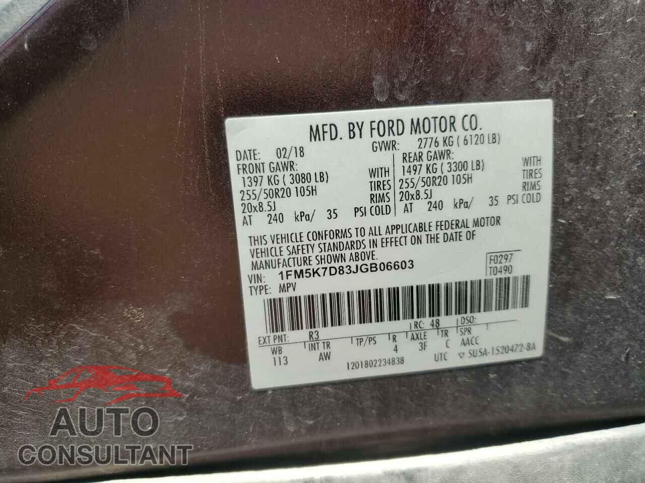 FORD EXPLORER 2018 - 1FM5K7D83JGB06603