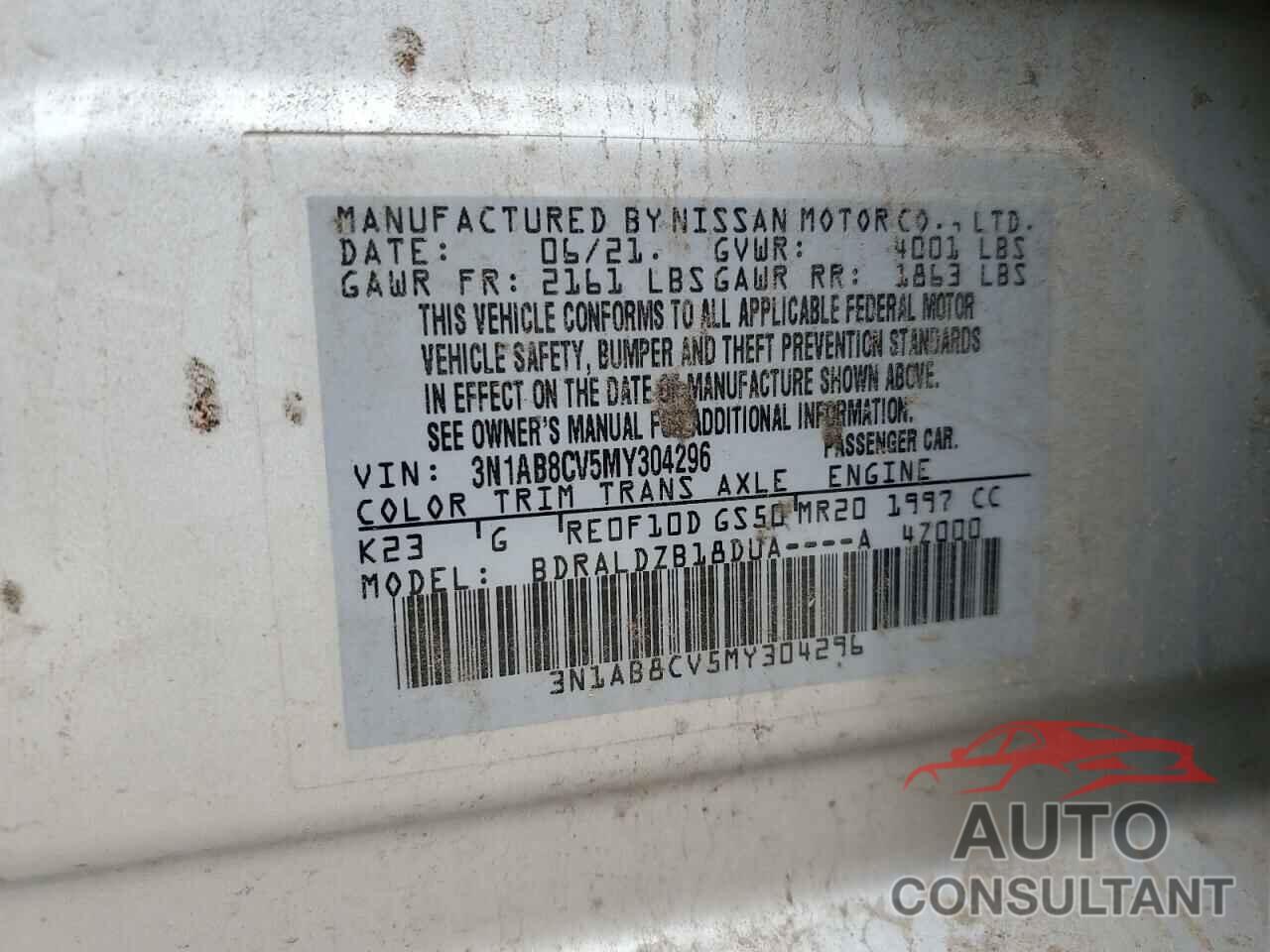 NISSAN SENTRA 2021 - 3N1AB8CV5MY304296