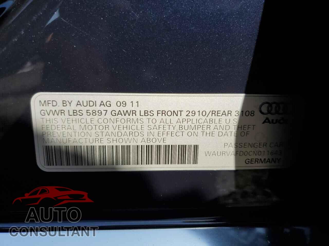 AUDI A8 2012 - WAURVAFD0CN011643