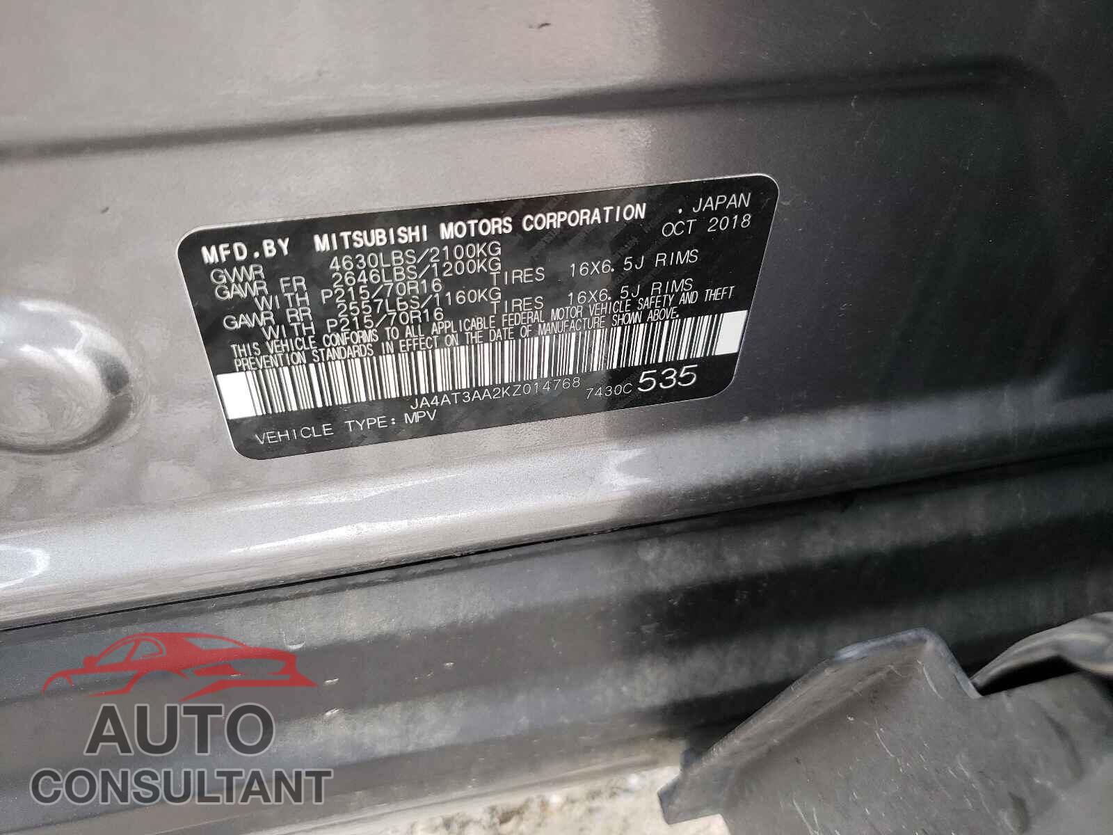 MITSUBISHI ECLIPSE 2019 - JA4AT3AA2KZ014768