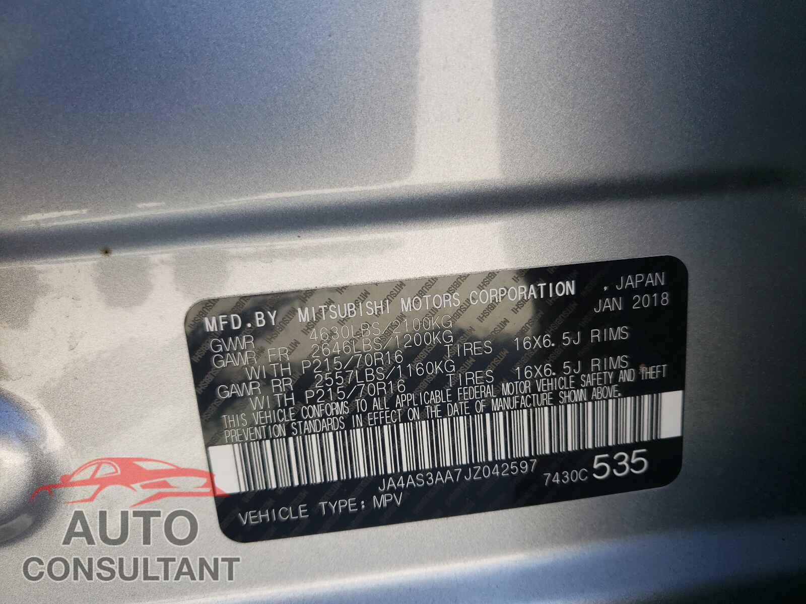 MITSUBISHI ECLIPSE 2018 - JA4AS3AA7JZ042597