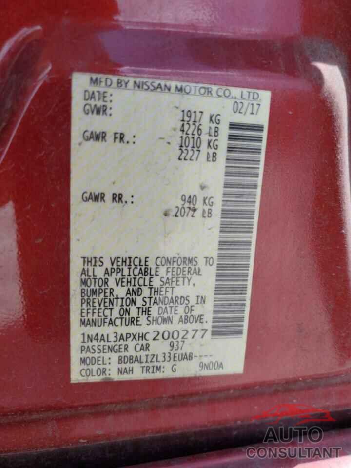NISSAN ALTIMA 2017 - 1N4AL3APXHC200277
