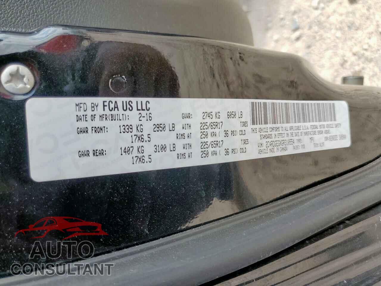 DODGE CARAVAN 2016 - 2C4RDGEGXGR310554