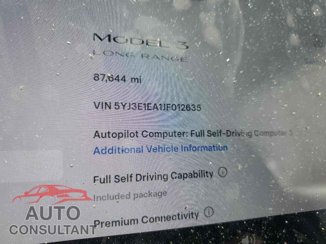 TESLA MODEL 3 2018 - 5YJ3E1EA1JF012635