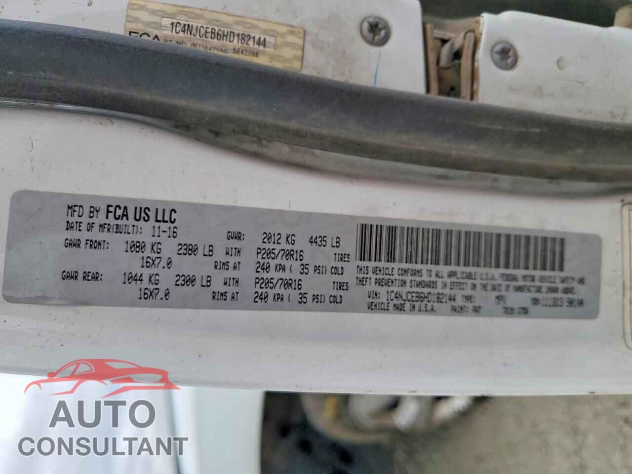 JEEP COMPASS 2017 - 1C4NJCEB6HD182144