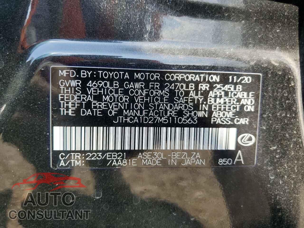 LEXUS IS 2021 - JTHCA1D27M5110563