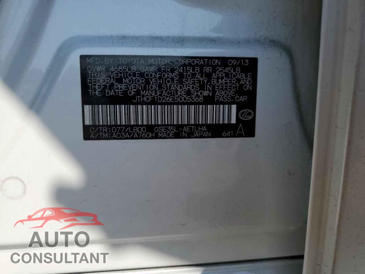 LEXUS IS 2014 - JTHCF1D26E5005368