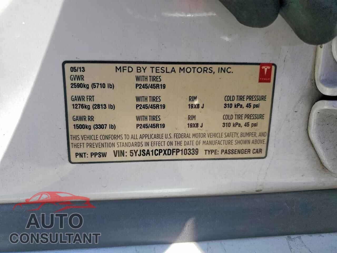 TESLA MODEL S 2013 - 5YJSA1CPXDFP10339
