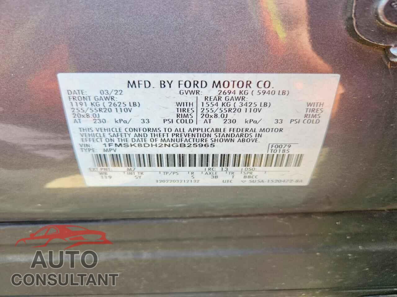 FORD EXPLORER 2022 - 1FMSK8DH2NGB25965