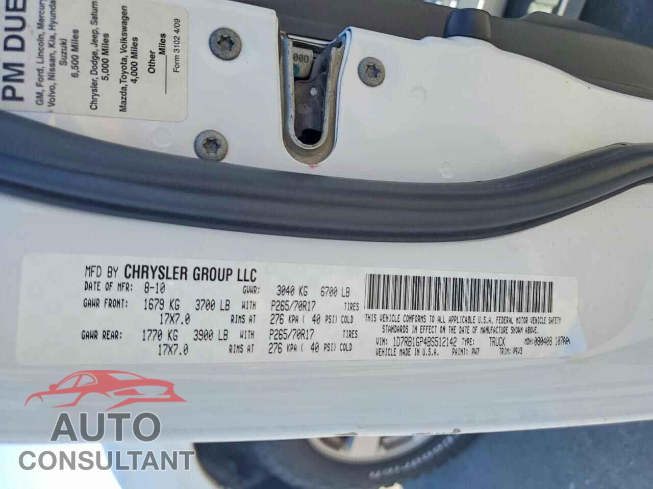 DODGE RAM 1500 2011 - 1D7RB1GP4BS512142