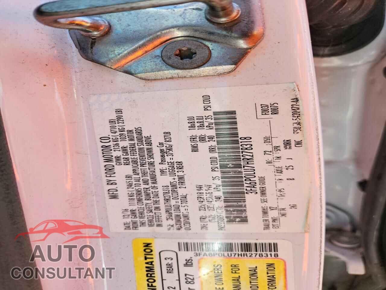 FORD FUSION 2017 - 3FA6P0LU7HR278318