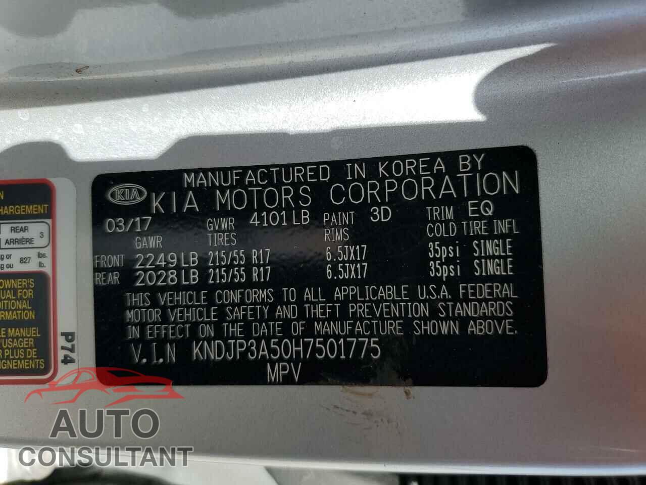 KIA SOUL 2017 - KNDJP3A50H7501775