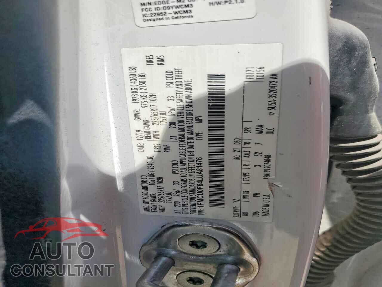 FORD ESCAPE 2020 - 1FMCU0F64LUA81476