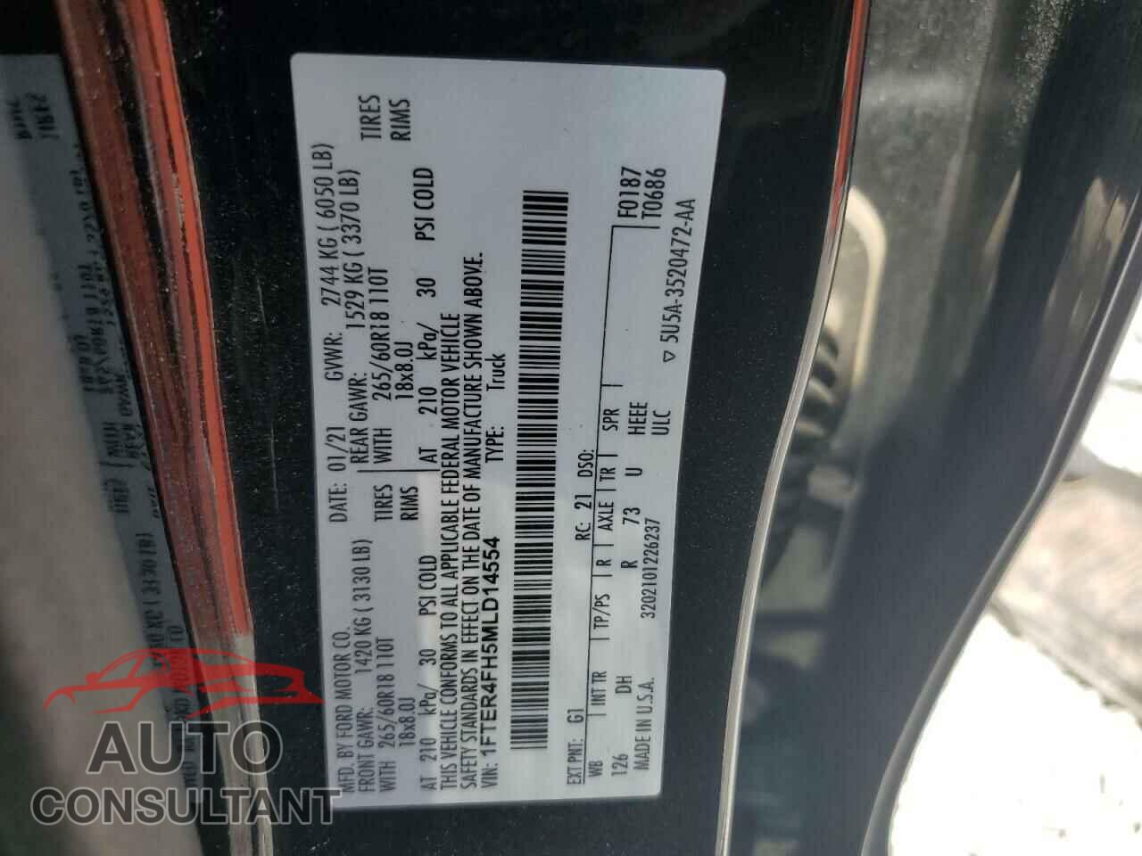 FORD RANGER 2021 - 1FTER4FH5MLD14554