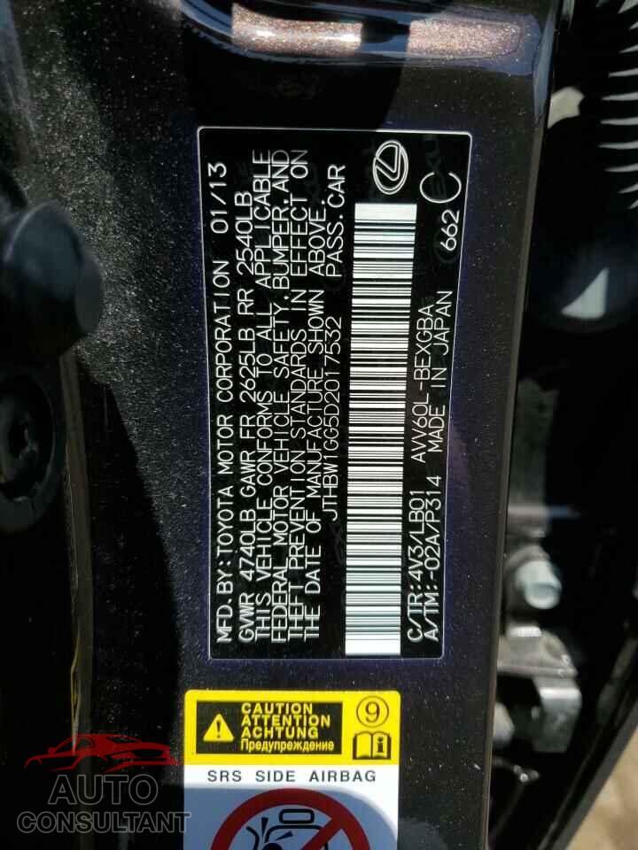 LEXUS ES300 2013 - JTHBW1GG5D2017532