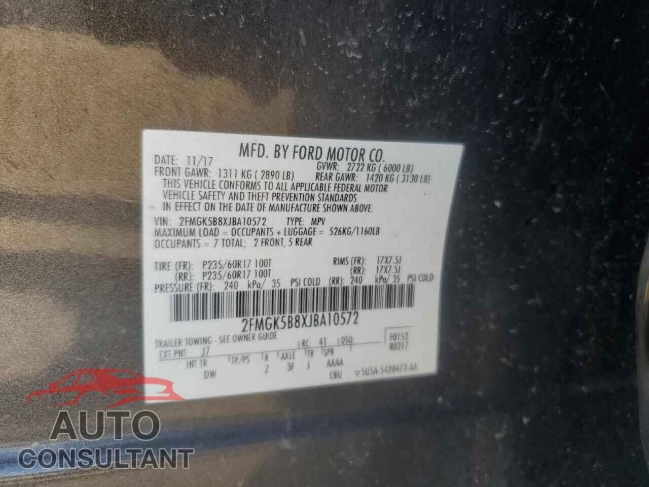 FORD FLEX 2018 - 2FMGK5B8XJBA10572
