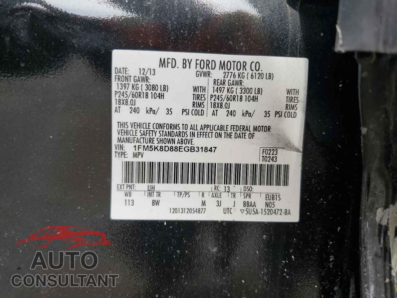 FORD EXPLORER 2014 - 1FM5K8D88EGB31847