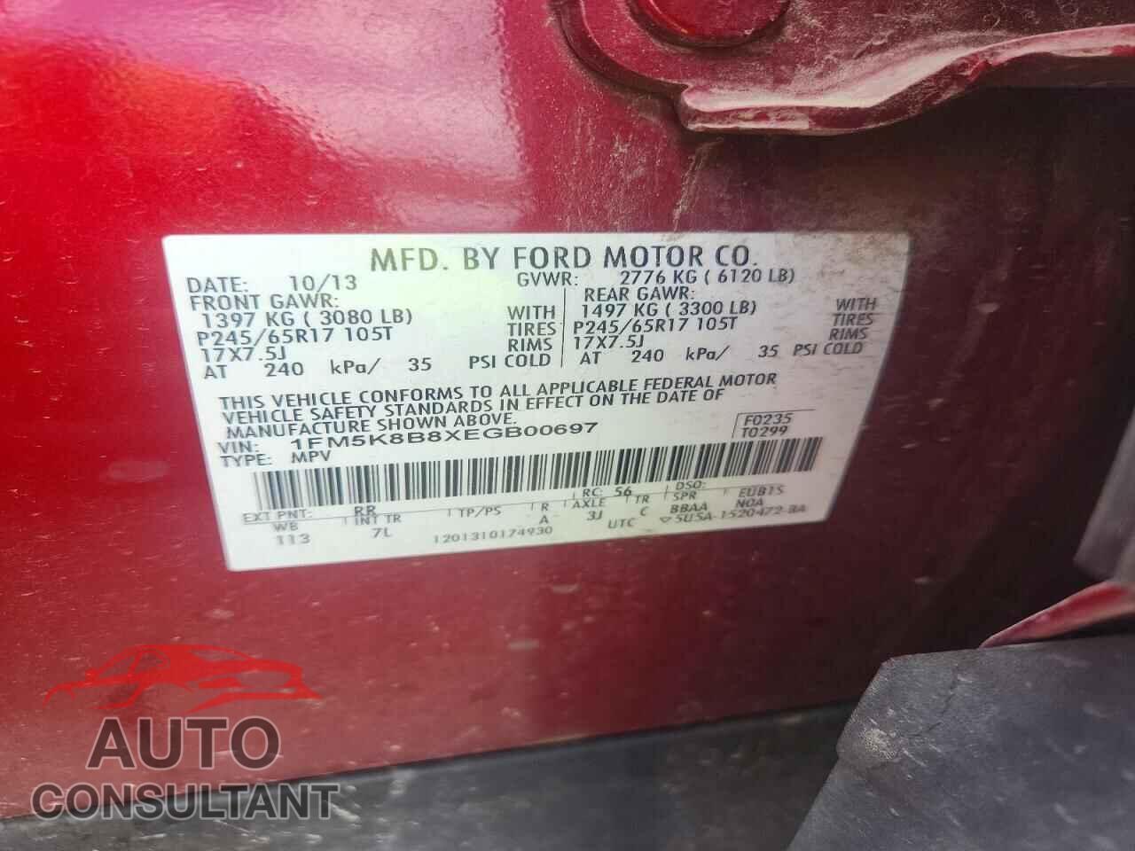 FORD EXPLORER 2014 - 1FM5K8B8XEGB00697