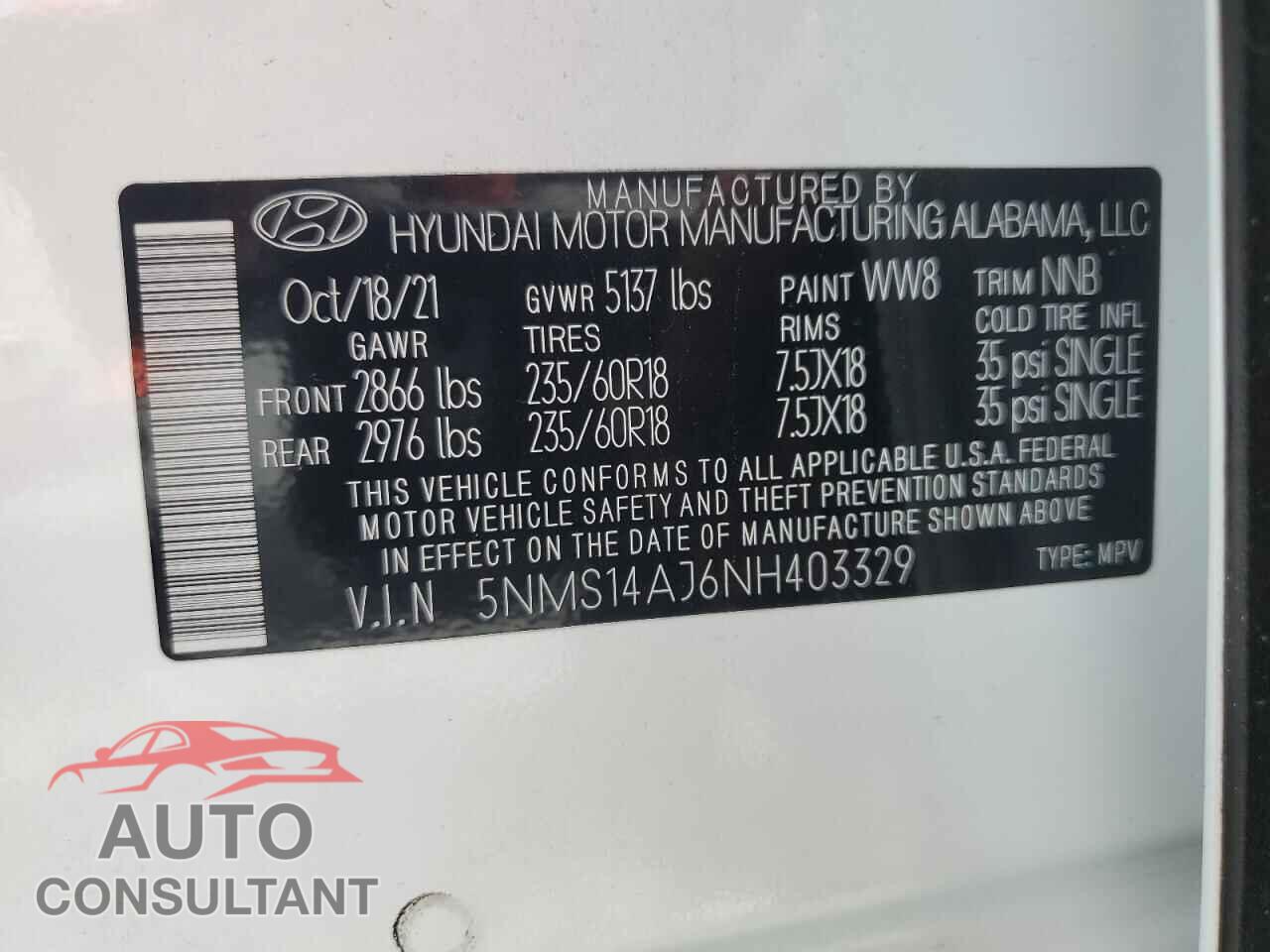HYUNDAI SANTA FE 2022 - 5NMS14AJ6NH403329